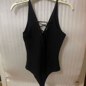Express Black Lace-Up Bodysuit Size XS